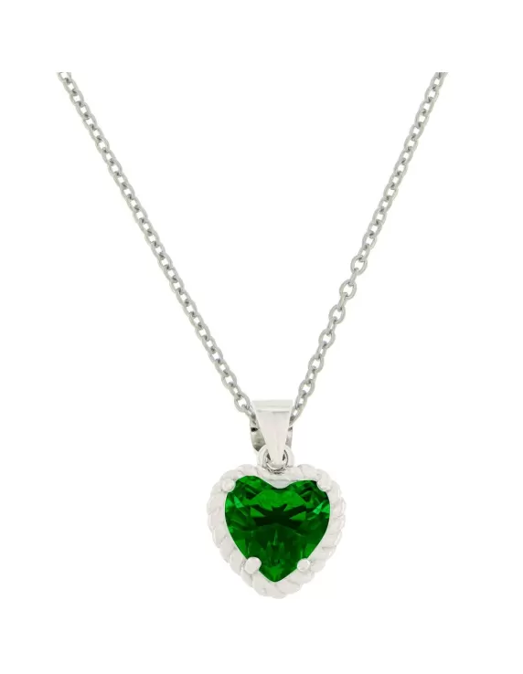Acquista Collana Donna in Argento 925 con Ciondolo cuore in Zircone verde - Gioielli Miyu Bijoux collezione Silver