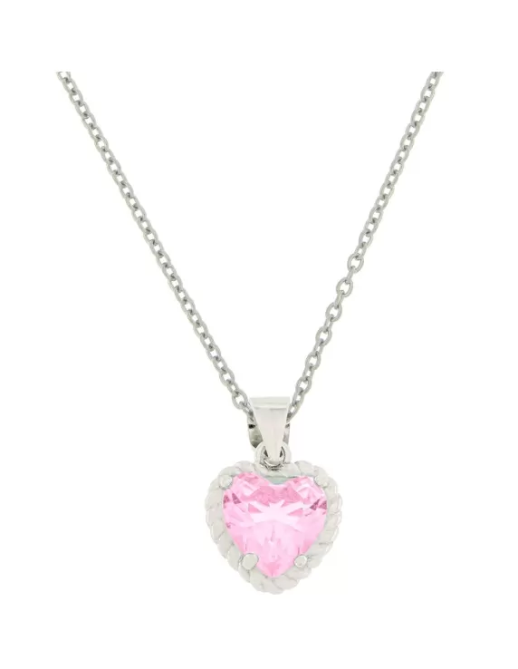 Acquista Collana Donna in Argento 925 con Ciondolo cuore in Zircone rosa - Gioielli Miyu Bijoux collezione Silver