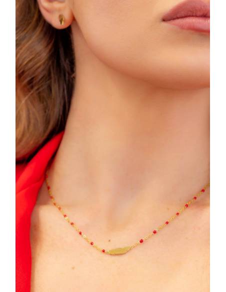 Acquista Girocollo Donna Piuma e inserti rossi Steel mod 4300360002 in Acciaio colore Oro  su Jikan