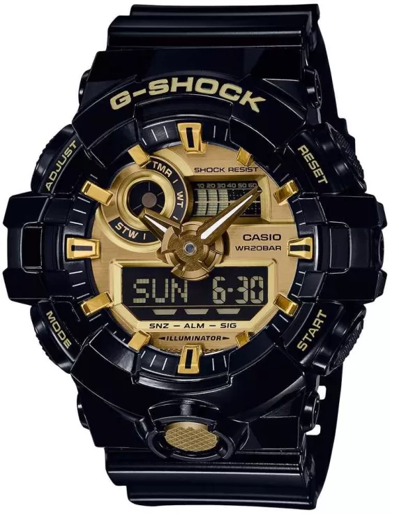 Acquista Orologio uomo multifunzione Casio G-SHOCK CLASSIC nero lucido e oro GA-710GB-1AER