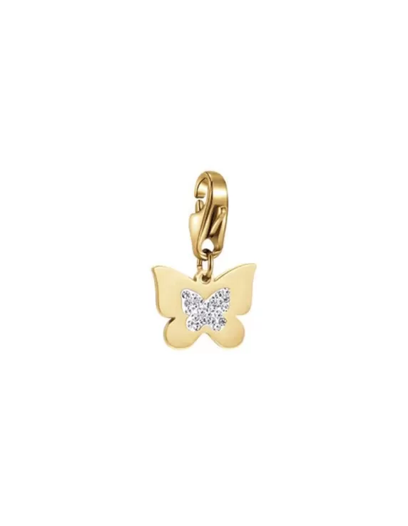 Acquista Charm Acciaio con farfalla e cristali bianchi Oro Luca Barra CH207