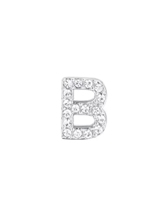 Acquista Charm Donna Acciaio lettera B con cristalli bianchi Argento Luca Barra CH224