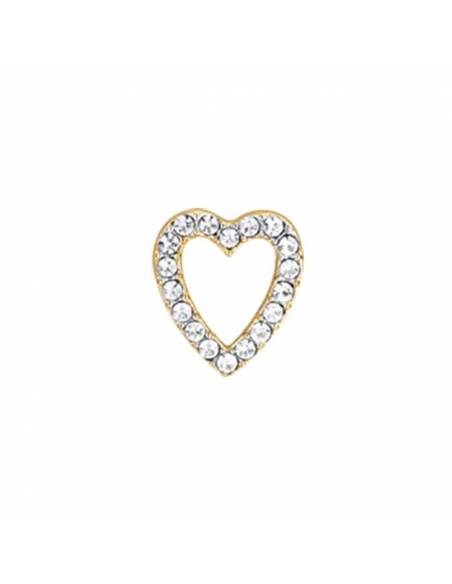 Charm Donna Acciaio cuore con cristalli bianchi Oro Luca Barra CH289
