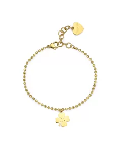 Acquista Bracciale SMILE in acciaio, pvd oro con quadrifoglio S'Agapõ Donna SSM016 8053851559359 su Jikan