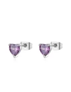 Orecchini Donna S'Agapõ Acciaio Lobo Cuore Viola 6mm SDZ96