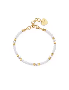 Bracciale Donna S'Agapõ Acciaio Dorato Sfere Bianco Perla SGI20