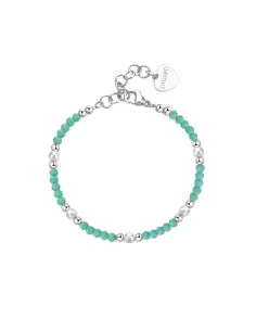 Bracciale Donna S'Agapõ Acciaio Sfere Verde Perle SGI17