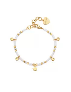 Bracciale Donna S'Agapõ Acciaio Dorato Stella Bianco SGI15