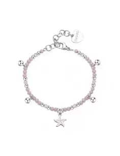 Bracciale Donna S'Agapõ Acciaio Pendente Stella Rosa SGI12
