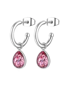 Orecchini Donna S'Agapõ Acciaio Cerchio Cristallo Rosa SKT22