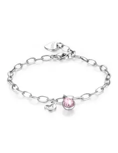 Bracciale Donna S'Agapõ Acciaio Cristallo Rosa Farfalla SKT17