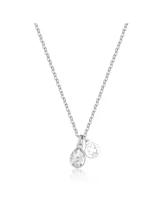 Collana Donna S'Agapõ Acciaio Girocollo Cristallo Quadrifoglio SKT06