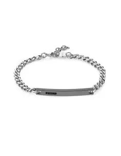Bracciale Uomo S'Agapõ Acciaio Centrale Grigio Cristalli Nero SPD25