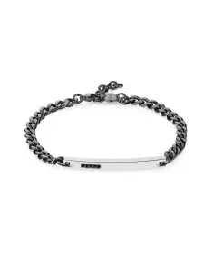 Bracciale Uomo S'Agapõ Acciaio Rutenio e Centrale Cristalli Nero SPD24