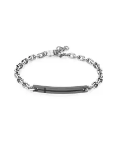 Bracciale Uomo S'Agapõ Acciaio Catena e Incisione Grigio SPD22