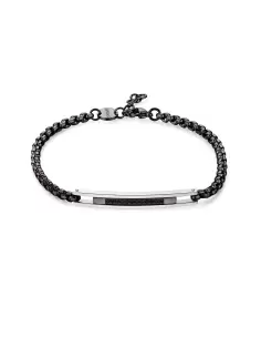 Bracciale Uomo S'Agapõ Acciaio Catena Rolò Quadrata Nero SPD19