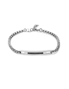 Bracciale Uomo S'Agapõ Acciaio Catena Rolò Quadrata Nero SPD17