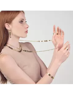 Orecchini Bronzo Dorato Pendenti Lux Maglie Quadrate Unoaerre 2618 2